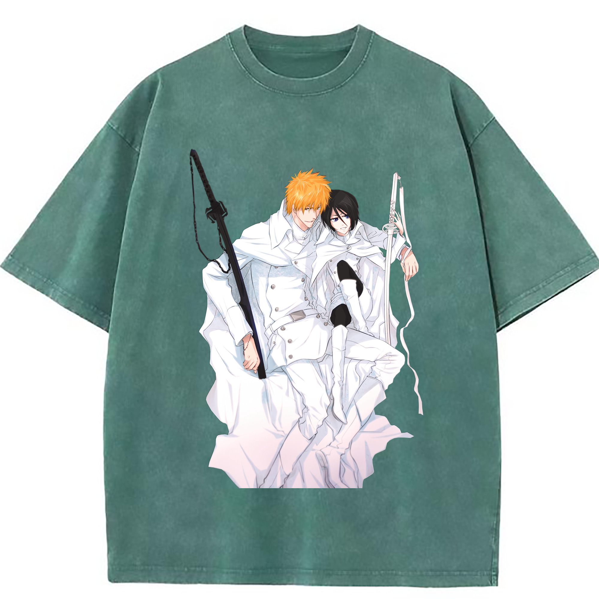 （画像用） ブリーチ 黒崎一護（くろさき いちご）BLEACH Kurosaki Ichigo 綿100% ヴィンテージ風 半袖Tシャツ（フロントプリント）